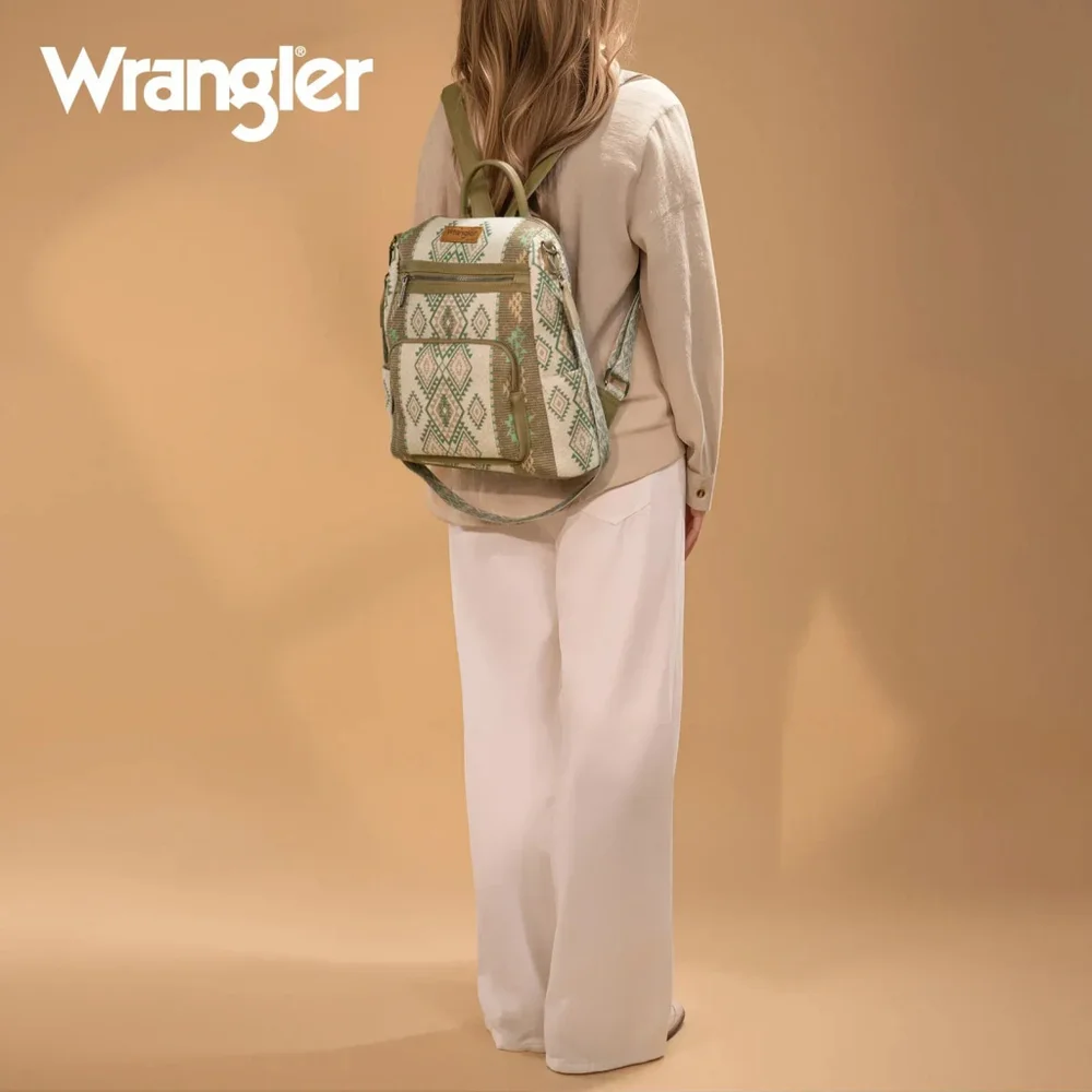 Wrangler Aztec Print Backpack/Crossbody -Green